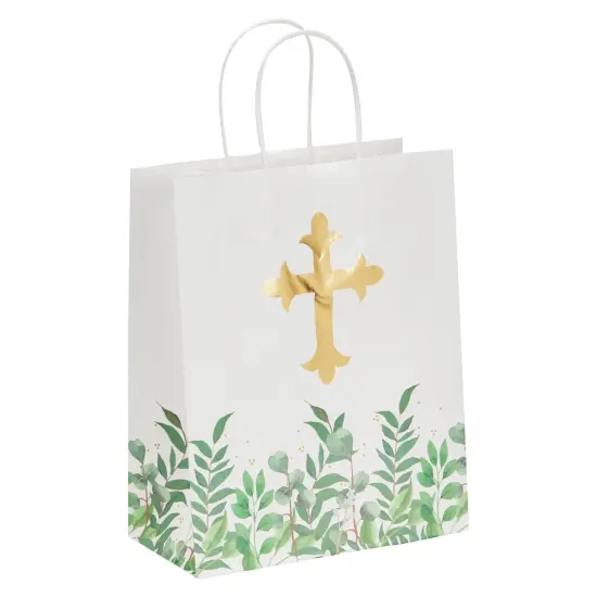 15 Pack of Religious Party Favor Gift Bags for Easter Christening Gifts, for Girls and Boys Baptism, First Communion, Confirmation Gift Bags (10 x 8 x 4 Inches) {6}