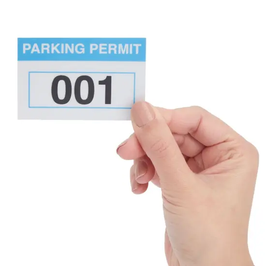 100 Pack Parking Permit Stickers with Front Adhesive, Car Windshield Decals Numbered 001-100 (Light Blue, 3 x 2 In) Multicolor {5}