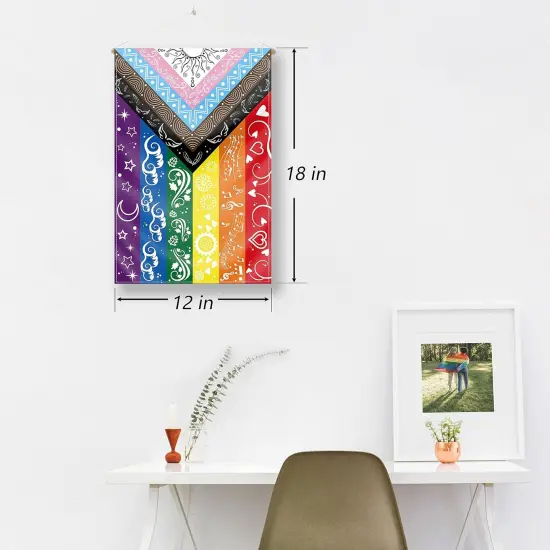 Pride Flag LGBTQ Small Yard Flag bisexual Gay Transgender Inclusive Progress Garden Rainbow Flag 12x18in Double Side, Original Design Cute Print Pattern {5}