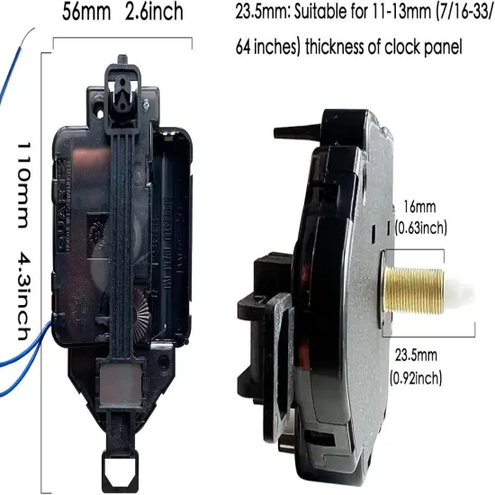 Clock Mechanism with Pendulum and 2 Sets of Hands, Design Your Creative Wall Clock, Suitable for 8-14 inch Grandfather Clock Parts Replacement (23.5mm) {2}