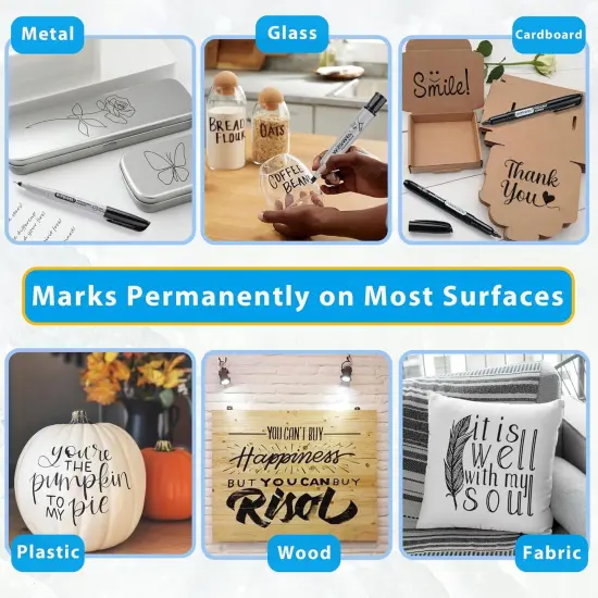 Permanent Markers 36 Variety Pack Bulk,Featuring Ultra-Fine,Chisel Tip,And Fine Tip Marker Set,Writing And Poster Black Markers,Works on Plastic,Wood,Stone,Metal and Glass for Doodling, Marking {4}