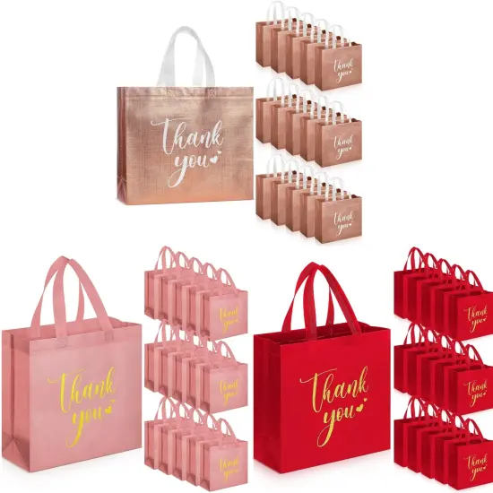 30-Pieces Reusable Thank You Gift Bags with Handles Pink {4}