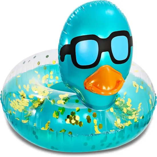 Inflatable Duck Pool Float Tube- Heavy Duty Vinyl UV Resistant Confetti Pool Duck Floatie, Animal Pool Float Swim Ring Pool Inflatables for Kids and Adults for Beach, Party, Vacation {1}