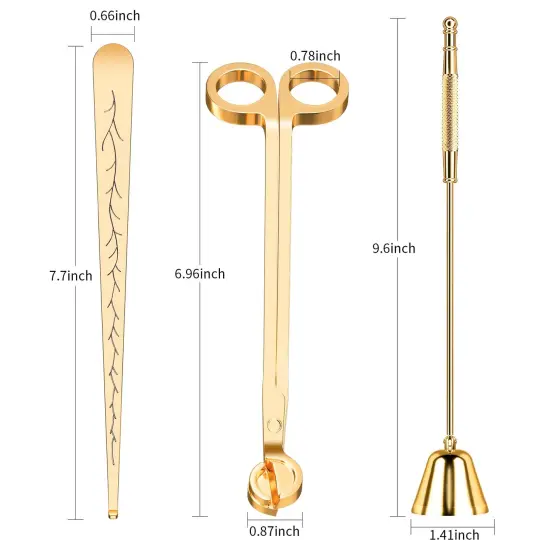 calary Candle Wick Trimmer, Candle Snuffer and Wick Dipper & Candle Accessory Set, 3 in 1 Candle Care Kit for Candle Lover (Gold) {3}