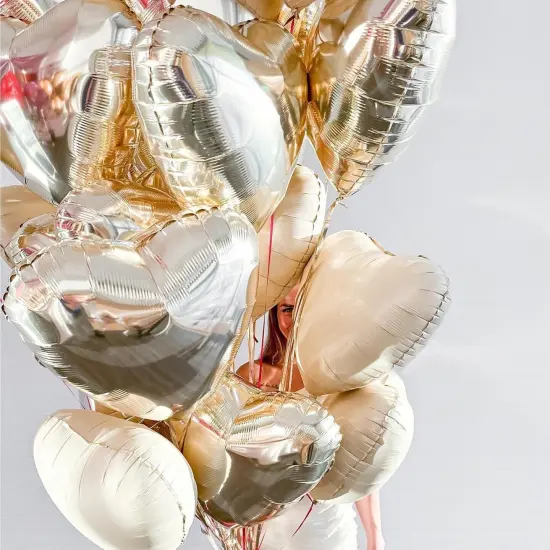 Champagne Gold Heart Balloons,12Pcs Light Gold Heart Shaped Foil Balloons,18Inch Gold Helium Mylar Balloon for Baby Shower Birthday Anniversary Wedding Party Decorations {3}