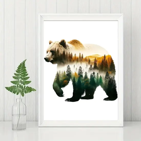 5D Diamond Painting Kits for Adults, Animal Bear Forest Scene Diamond Art Kits for Adults Beginner, DIY Full Drill Diamond Dots Paintings with Gem Art and Crafts Home Wall Decor 8x12inch {3}