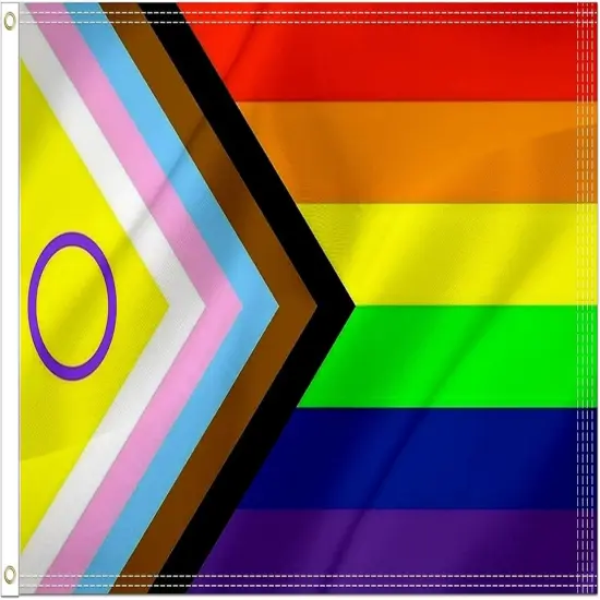 New Intersex Progress Pride Flag 3x5 ft- LGBTQ Rainbow Inclusive Intersexual Bisexual Flags Banner Fade Resistant for Indoor Outdoor {1}