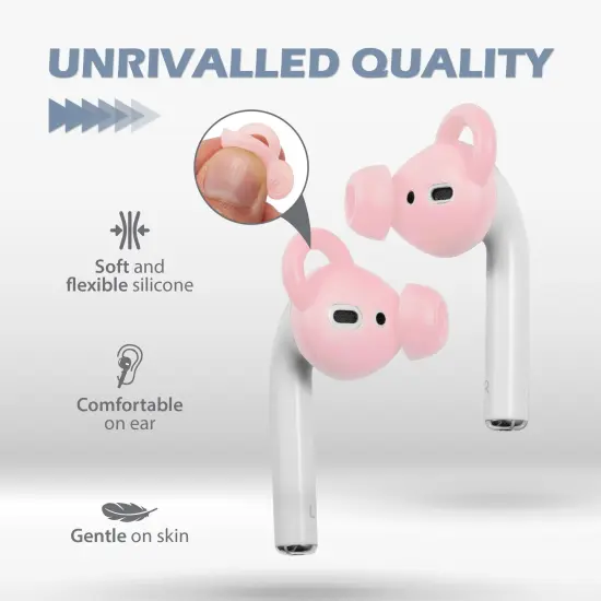 Insten 3 Pairs Ear Hooks Tips Compatible with AirPods 1 & 2 Earbuds, Anti-Lost EarHooks EarTips Accessories, Comfortable Soft Silicone Covers, with Storage Box (Not Fit in Charging Case) Pink {4}