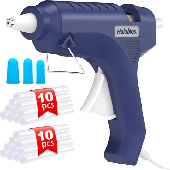 Hot Glue Gun with 20 Glue Sticks, Halobios Fast Preheating Glue Gun Hot Melt Glue Gun and Stick Set, Hot Glue Gun Full Size for Making Decoration School DIY Crafts Projects Home Repairs (40W Blue) {1}