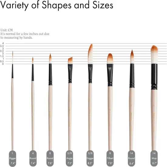 ARTIFY Watercolor Brush Set, 8 Pcs Professional Paint Brushes with Case for Beginners and Artists, Various Shapes, Optimized Hairs for Watercolor, Gouache, Ink, Tempera, and Fabric Painting {3}