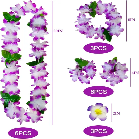 18 Counts Hawaiian Leis, Flower Hair Clip, Headbands and Wristbands, Perfect Luau Party Supplies for Summer Beach Vacations, Essential Party Decorations for Birthday, Graduation, and Wedding {5}