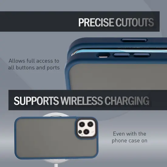 Insten Case Compatible With iPhone 12 Pro Max Case 6.7 inch, Translucent Matte Hybrid Hard Back Flexible TPU Bumper, Anti-Shatter Anti-shock Drop Protection, Wireless Charging, Navy Blue {5}