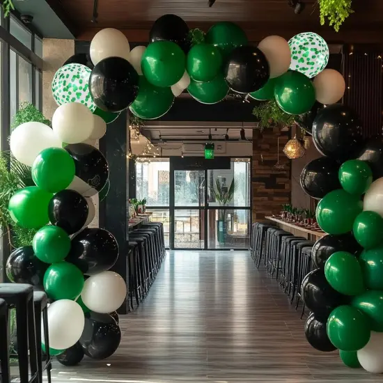 reen Black White Balloons, 50Pcs 12inch Latex Balloons Set for Women Girl Baby Shower Birthday Wedding Party Decorations, Balloon Bunches in Color Black,White,Green {4}