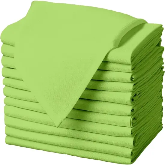 Cloth Napkins - 17 x 17 Inch Apple Green Dinner Napkins - Set of 12 Soft & Absorbent Washable Fabric Cloth Table Napkins {1}