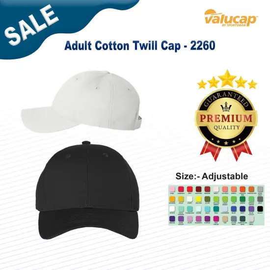 Valucap&reg; Adult Cotton Twill Cap Black {3}