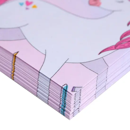 92 Piece Unicorn Stationery Set for Kids, Girls, with 60 Stationery Sheets, 30 Envelopes, Pocket Folder, Sticker Sheet (7.25 x 10.2 In), Ages 3-14 Pink {5}