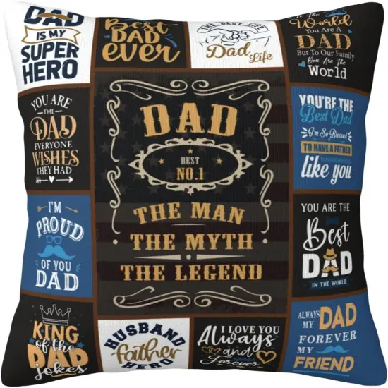 Dad Gifts from Daughter, Gift for Dad from Son, Dads Birthday Gifts Ideas, Presents for Dad from Kids, Best Dad Gifts, Father Bday Gifts Throw Pillow Covers 18 x 18 Inch {1}