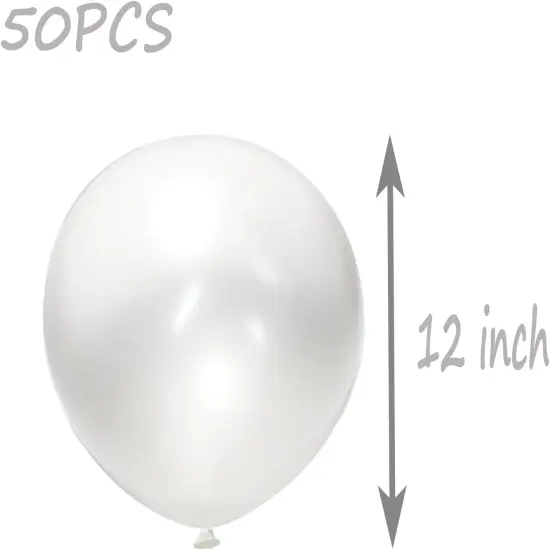 Pearl White Balloons 12 Inch 50PCS Matte Round Pearlized Latex for Wedding Birthday Christmas Baby Shower Anniversary Backdrop Theme Party Arch Decorations {2}