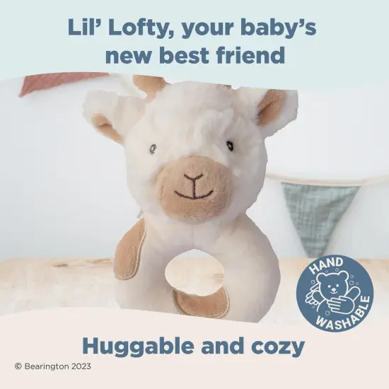 Bearington Collection Lil' Lofty 5.5 In Giraffe Baby Rattle - Plush Rattles Gift for Newborn, For Ages 0-14 White {5}