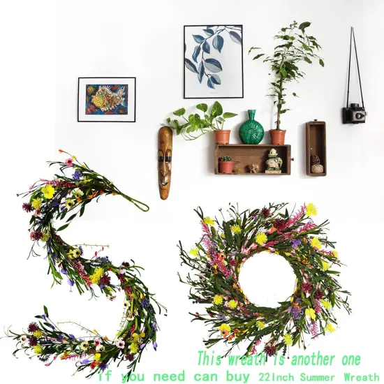 2PCS Artificial Wildflower Summer Floral Garland, 6FT Faux Flower Hanging Vine, Purple Flowers Ivy, Summer Garland with Eucalyptus Lavender Vine for Sign Board Party Home Decor {5}