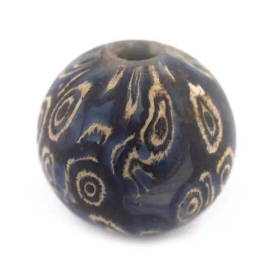 The Bead Chest Blue Antique-Style Java Eye Glass Bead (Single Bead, 20mm) {5}