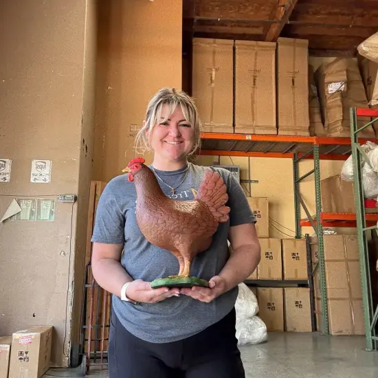 Red Chicken Life Size Statue {3}