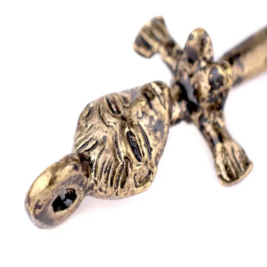 The Bead Chest Fertility Doll African Brass Pendant Ashanti Ghana Large Hole Handmade {4}