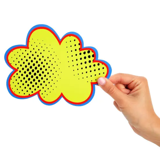 60 Pack Superhero-Themed Bulletin Board Cutouts – 5x7 Inch Poster Decorations, Starburst Signs for Comic Book Birthday, School Supplies (6 Unique Designs) {6}