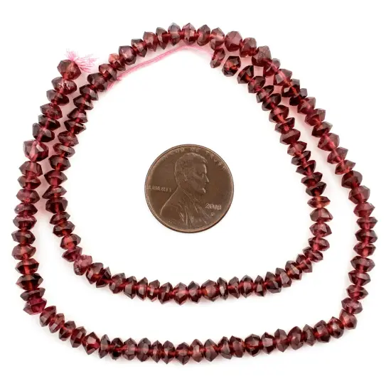 The Bead Chest Faceted Saucer Garnet Beads (5mm) {2}