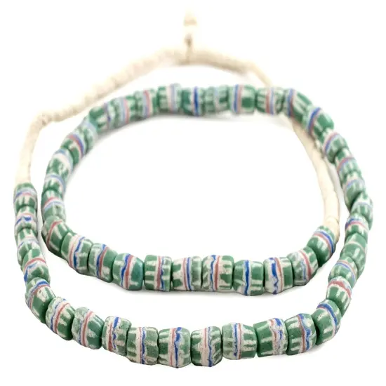 The Bead Chest Green Strawstack Sandcast Beads {3}