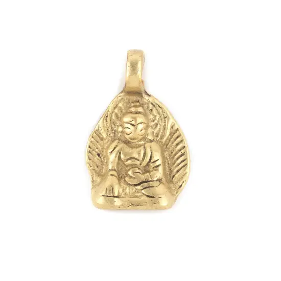 The Bead Chest Brass Buddha Pendant (16x25mm) {1}