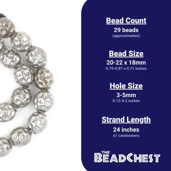 The Bead Chest Silver Dotted Sphere Hollow Tribal Beads (18mm) {4}