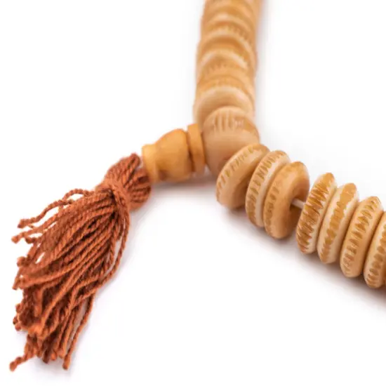 The Bead Chest Premium Carved Disk Bone Mala Beads 4x12mm Nepal Brown Large Hole 18 Inch Strand {4}