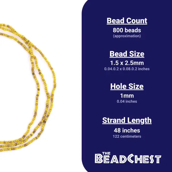 The Bead Chest Yellow Java Glass Seed Beads (2.5mm, 48" Strand) {4}