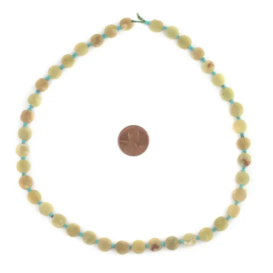 The Bead Chest Greenish Yellow Flat Circular Afghan Jade Beads (8mm) {2}