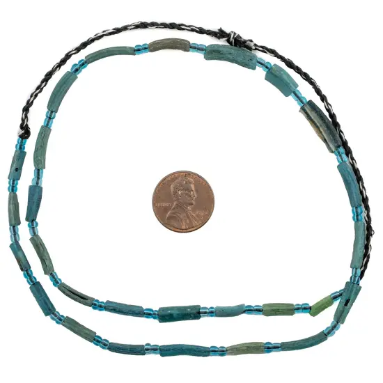 The Bead Chest Aqua Roman Glass Beads, Genuine Glass Found in Afghanistan, Matte Glass Beads for Jewelry Making {2}