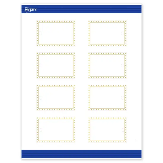 Avery Printable Rectangle Tags, Gold Border with Gold Dots, 2" x 3", Matte White Rectangle Tags, Laser/Inkjet, 80ct, Great for Product Tags {1}