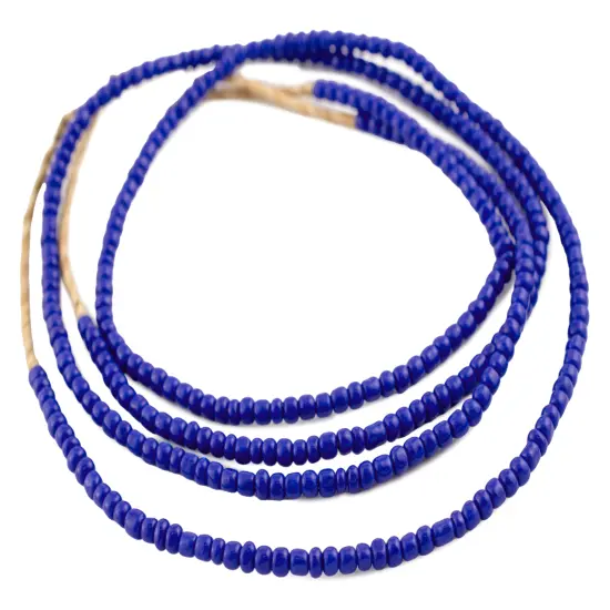Cobalt African Glass Seed Beads - 2 Strands of Small Ghanaian 3mm - 4mm Czech... {3}