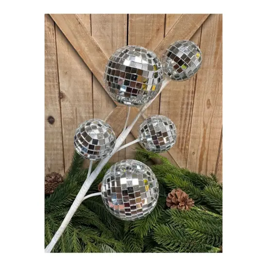 16" Silver Disco Ball Spray {4}