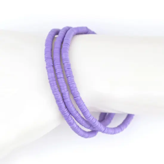 The Bead Chest Boho Stretch Bracelet, Light Purple - Stackable African Vinyl Heishi, Unisex for Men & Women {4}