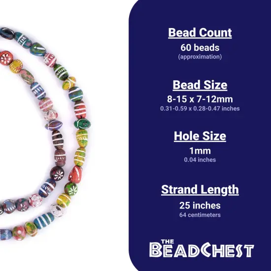 The Bead Chest Multicolor Patterned Mini Terracotta Beads 10mm Mixed Clay 25 Inch Strand {4}