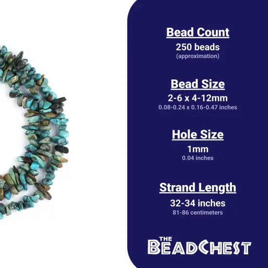The Bead Chest Earthy Turquoise Chip Beads 34 Inch Strand 8mm Green Chips Gemstone 32-34 Inch Strand {4}