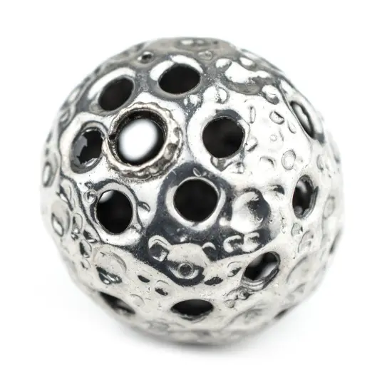 The Bead Chest Jumbo Hollow Hammered Silver Bead (34mm) {3}