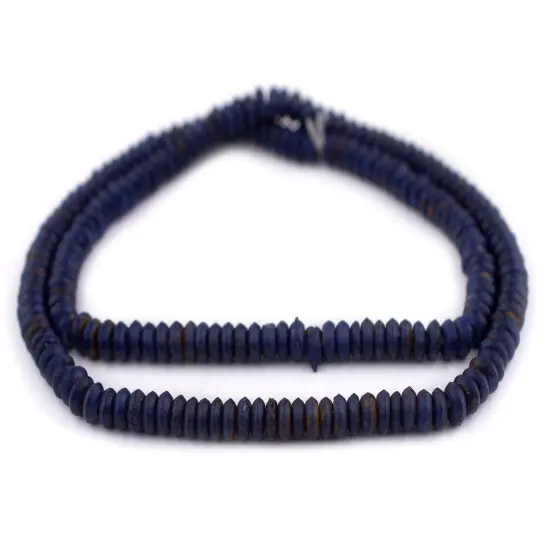 The Bead Chest 6mm Lapis Blue Bone Button Beads: Nepal Flat Round Disk Heishi Beads for DIY Necklace Jewelry Making {3}