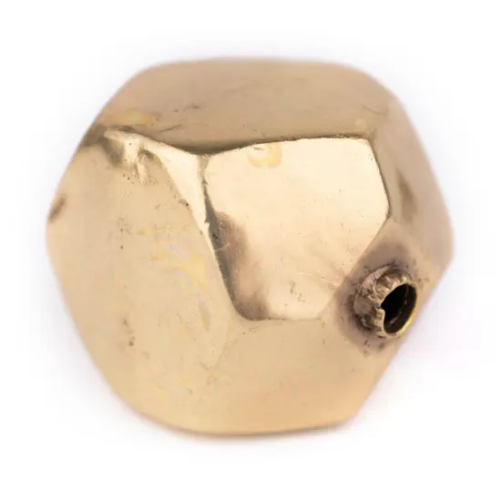 The Bead Chest Hollow Cornerless Cube Bead: Large Brass 40mm Centerpiece Pendant Bead {1}