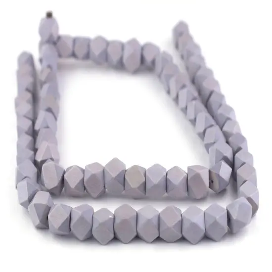 The Bead Chest Light Grey Cornerless Cube Wood Beads: 12mm Diamond Cut Natural Organic Beads for Jewelry Making {3}