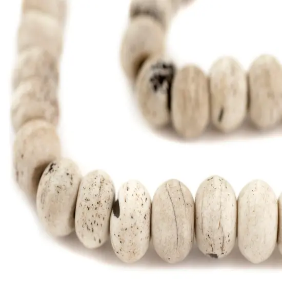The Bead Chest Washed Grey Bone Beads (12mm) {1}
