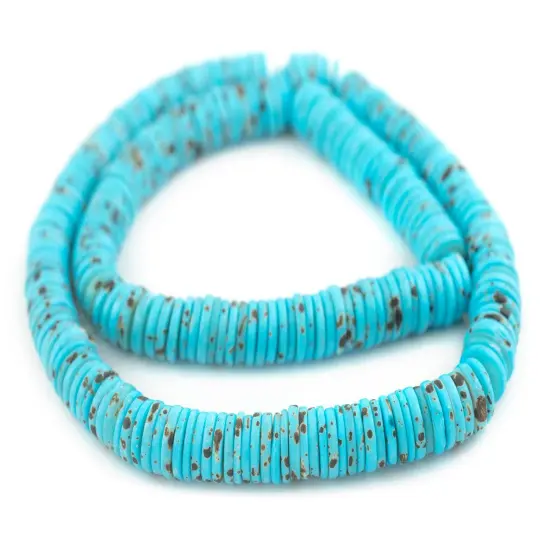 The Bead Chest 14mm Turquoise Bone Button Beads: Nepal Flat Round Disk Heishi Beads for DIY Necklace Jewelry Making {3}