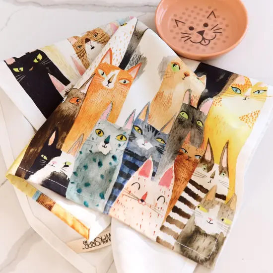 Cat Power Cotton Kitchen Tea Towel {2}