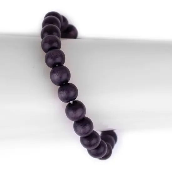 The Bead Chest Wood Stretch Bracelet, Dark Grey - Stackable Beaded Jewelry, Unisex for Men & Women {3}